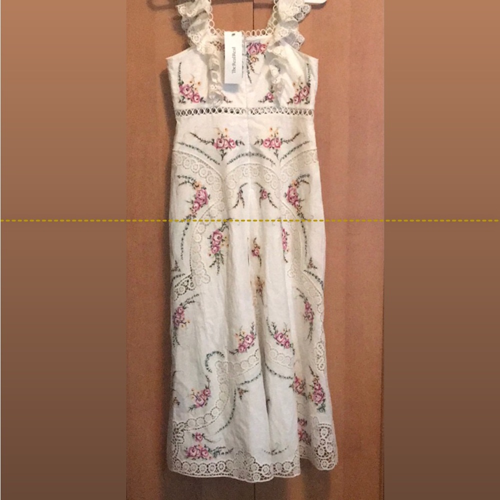 NWT, ZIMMERMANN Elegant Floral Lace Embroidery Linen Dress